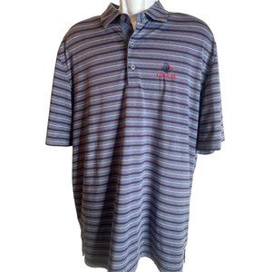 Greg Norman Golf Polo Golf Shirt ML75 Play Dry Size XL Blue Striped Corales